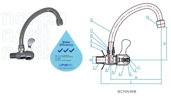 Quick Turn Action Wall Sink Tap